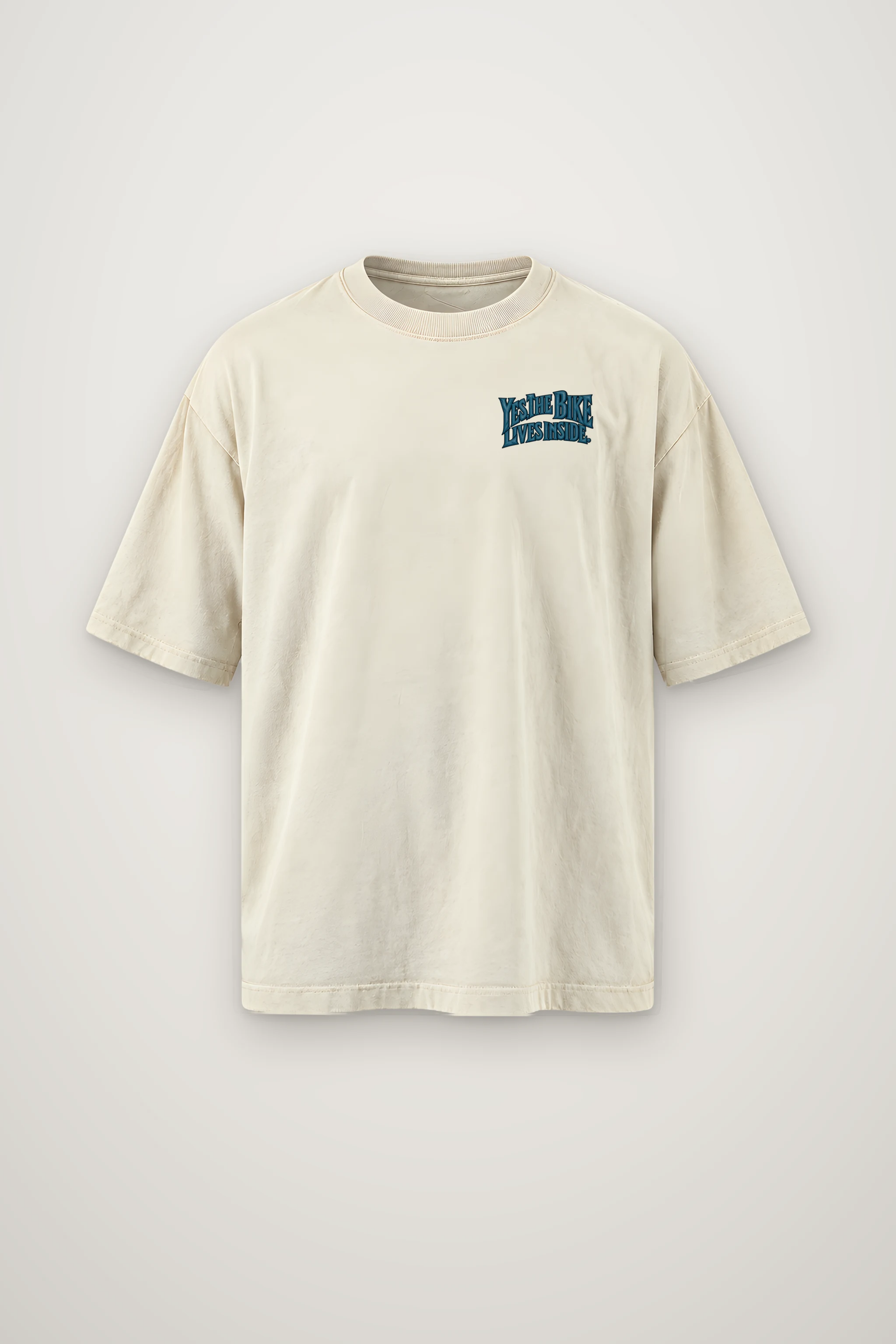 "Yes, The Bike Lives Inside" Men's Oversized Heavyweight Crewneck T-Shirt