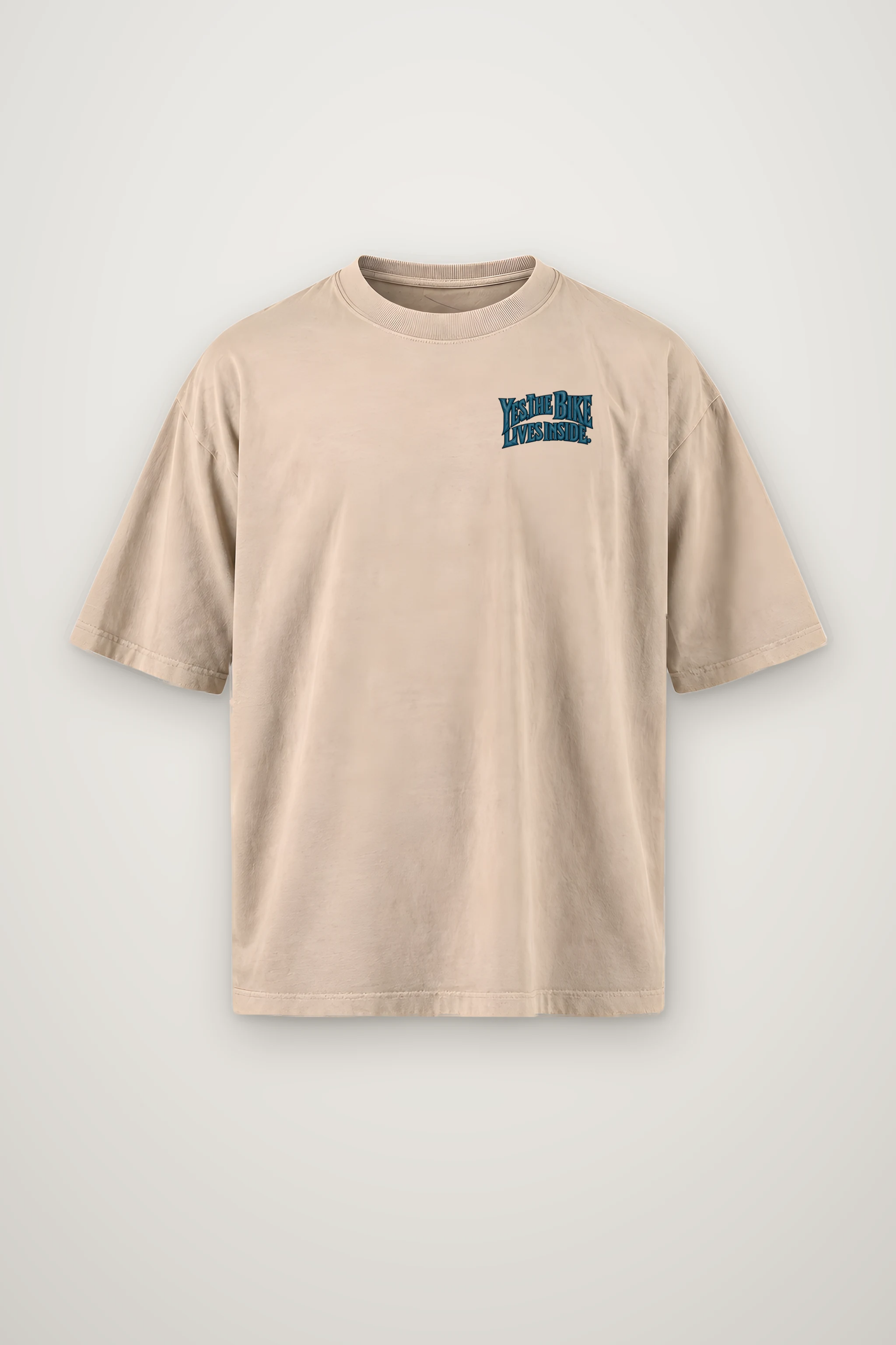 "Yes, The Bike Lives Inside" Men's Oversized Heavyweight Crewneck T-Shirt