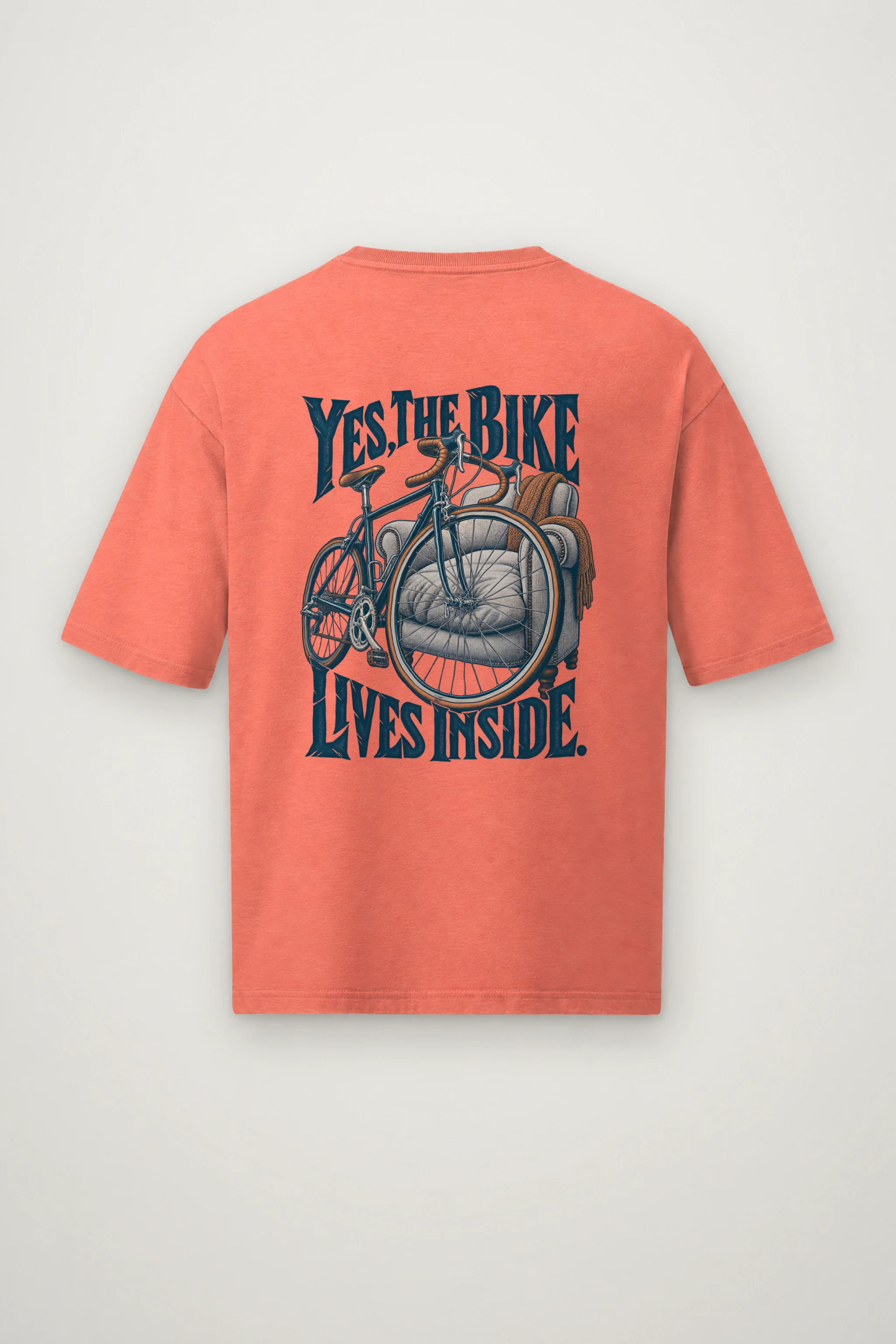 "Yes, The Bike Lives Inside" Men's Oversized Heavyweight Crewneck T-Shirt