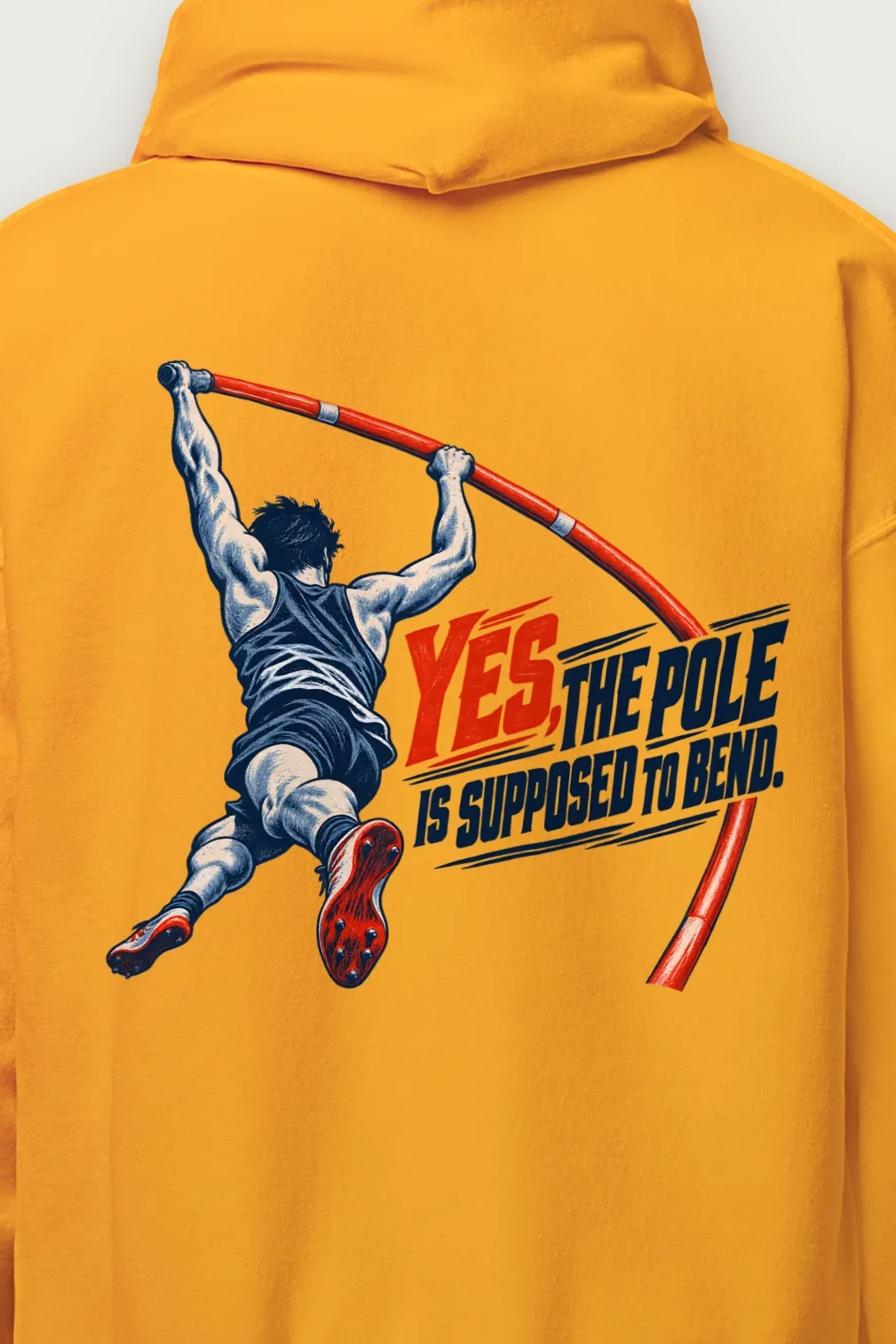 "Yes, the Pole Is Supposed to Bend" Heavy Blend Unisex Pullover Hoodie - the graphic up close