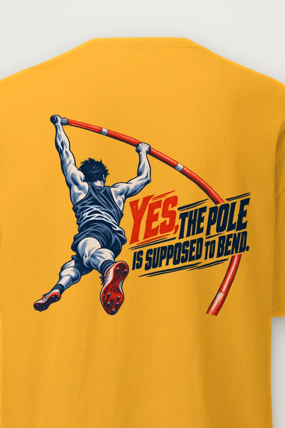 "Yes, the Pole Is Supposed to Bend" Heavyweight Unisex Crewneck T-shirt - the graphic up close