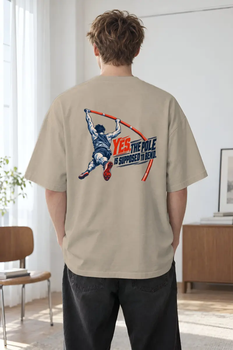 “Yes, the Pole Is Supposed to Bend” Men’s Oversized Heavyweight Crewneck T-Shirt