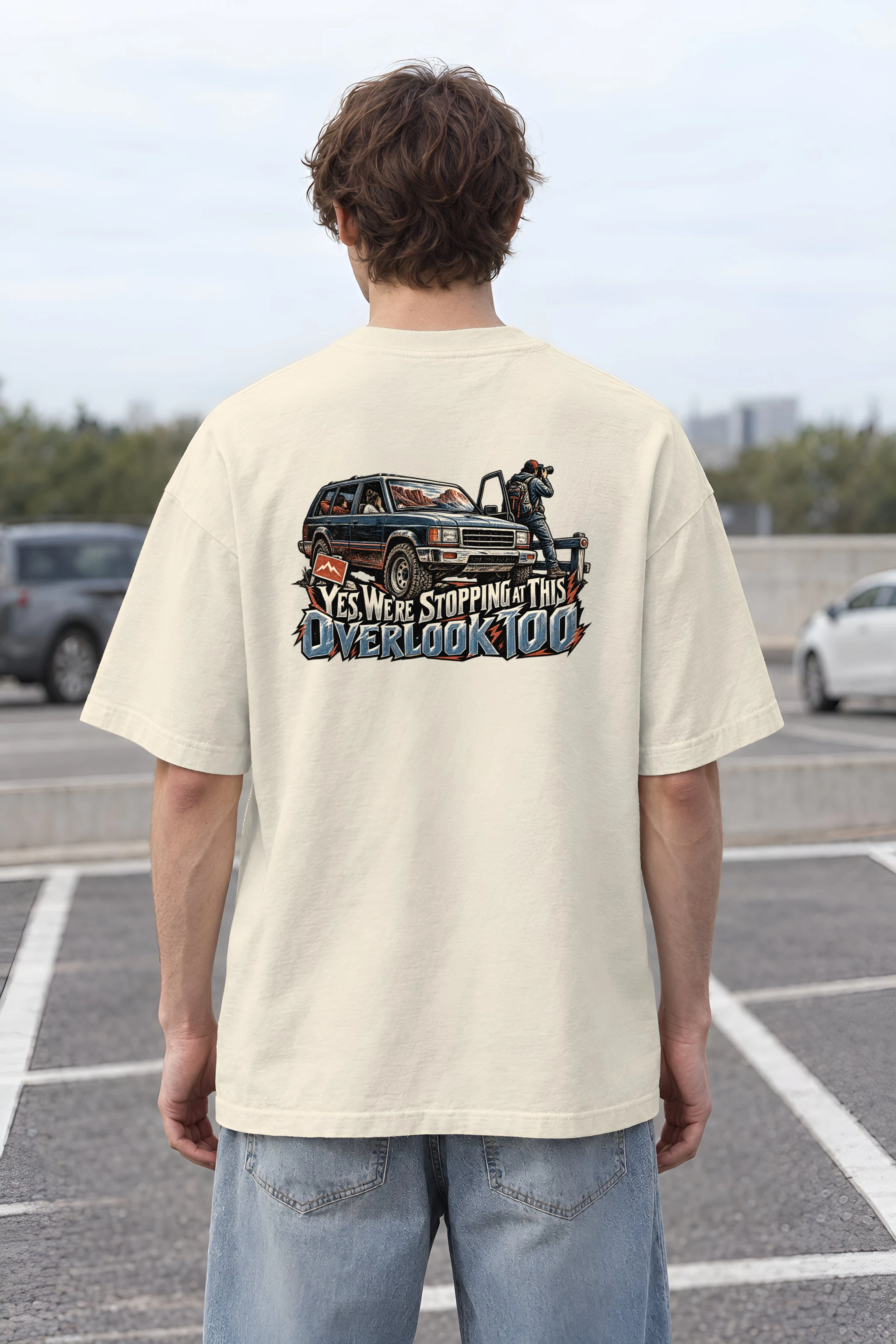 "Yes, We're Stopping at This Overlook Too" Unisex Oversized Heavyweight Crewneck T-Shirt