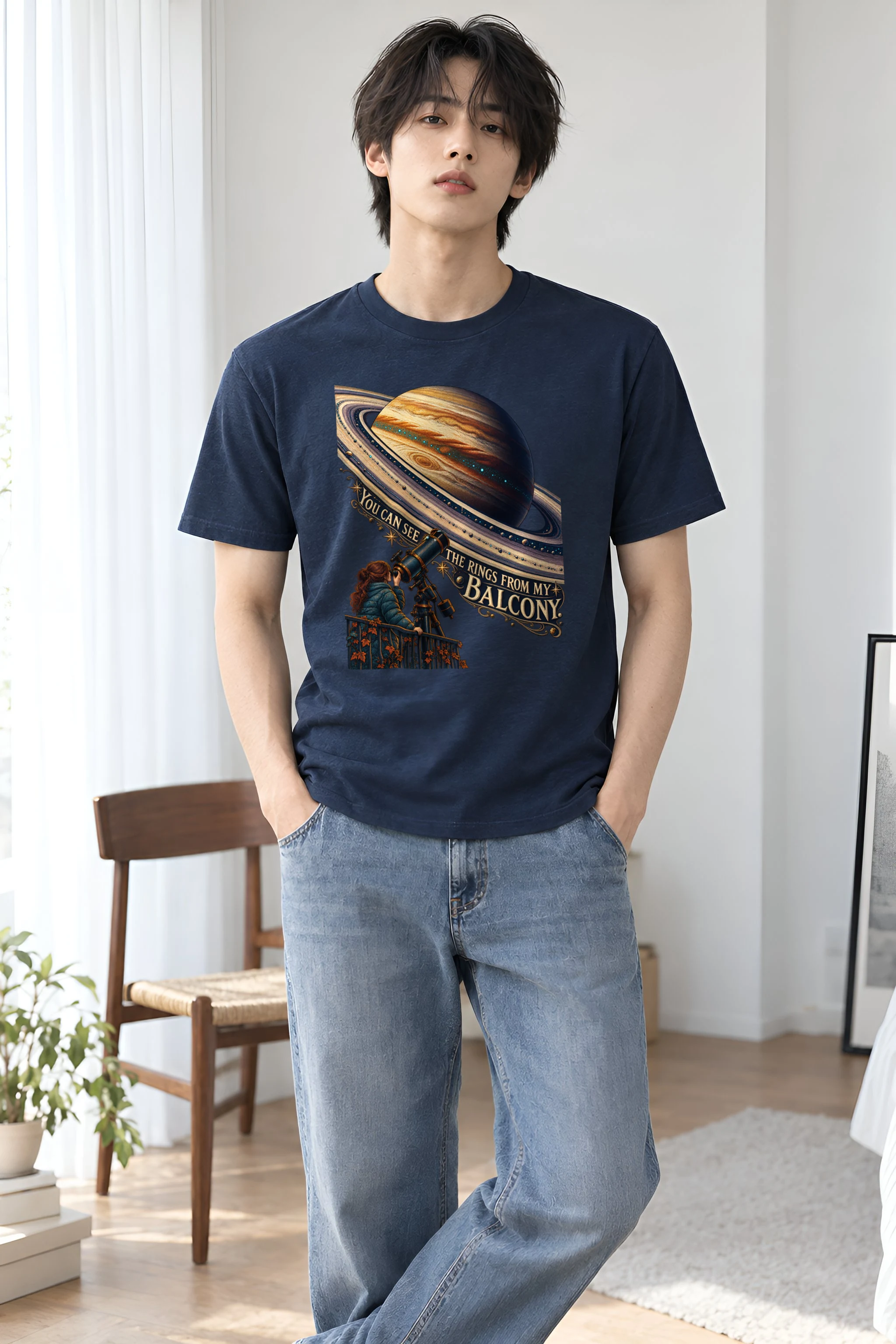 "You Can See The Rings From My Balcony" Heavyweight Unisex Crewneck T-shirt