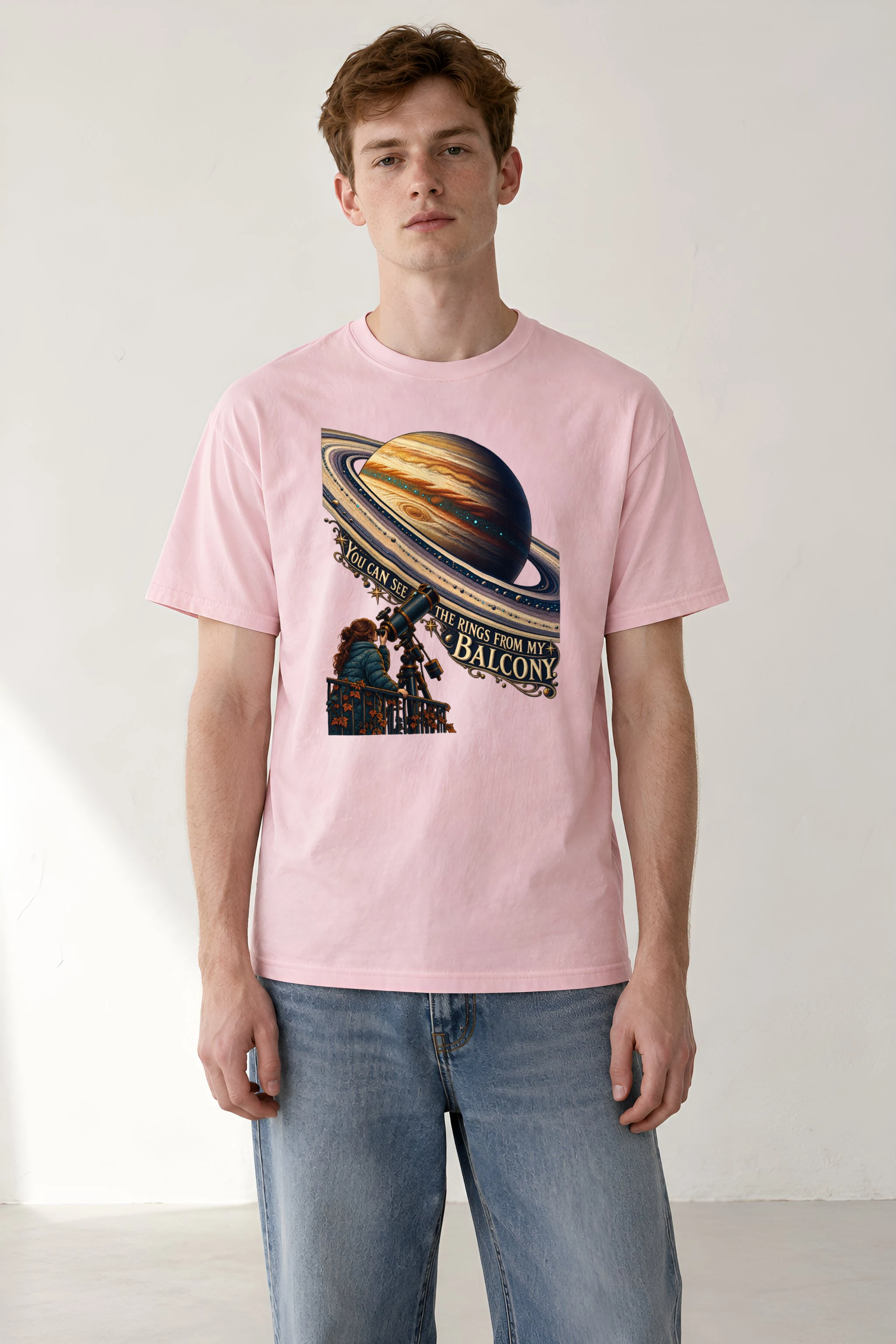 "You Can See The Rings From My Balcony" Heavyweight Unisex Crewneck T-shirt