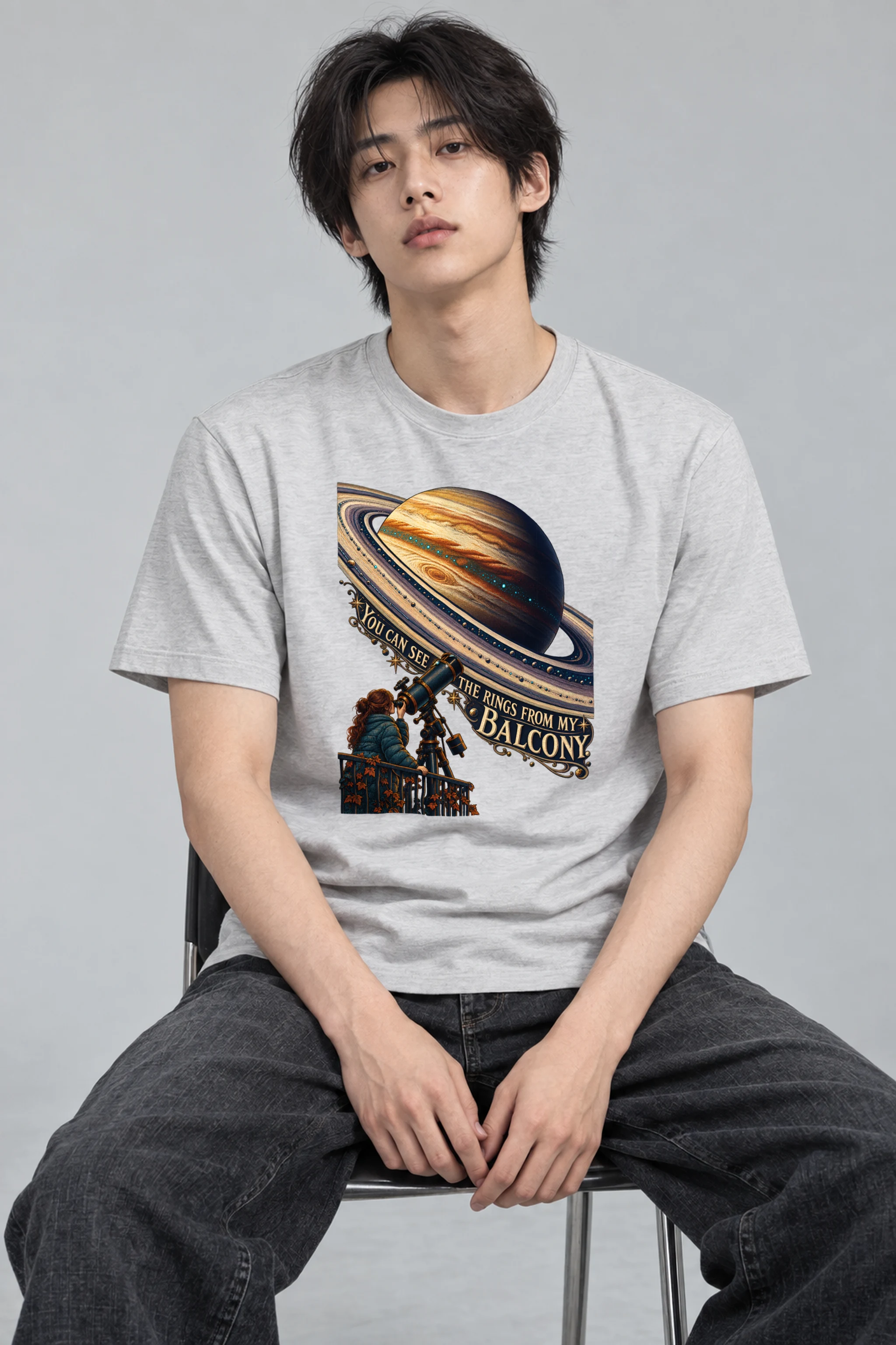 "You Can See The Rings From My Balcony" Heavyweight Unisex Crewneck T-shirt