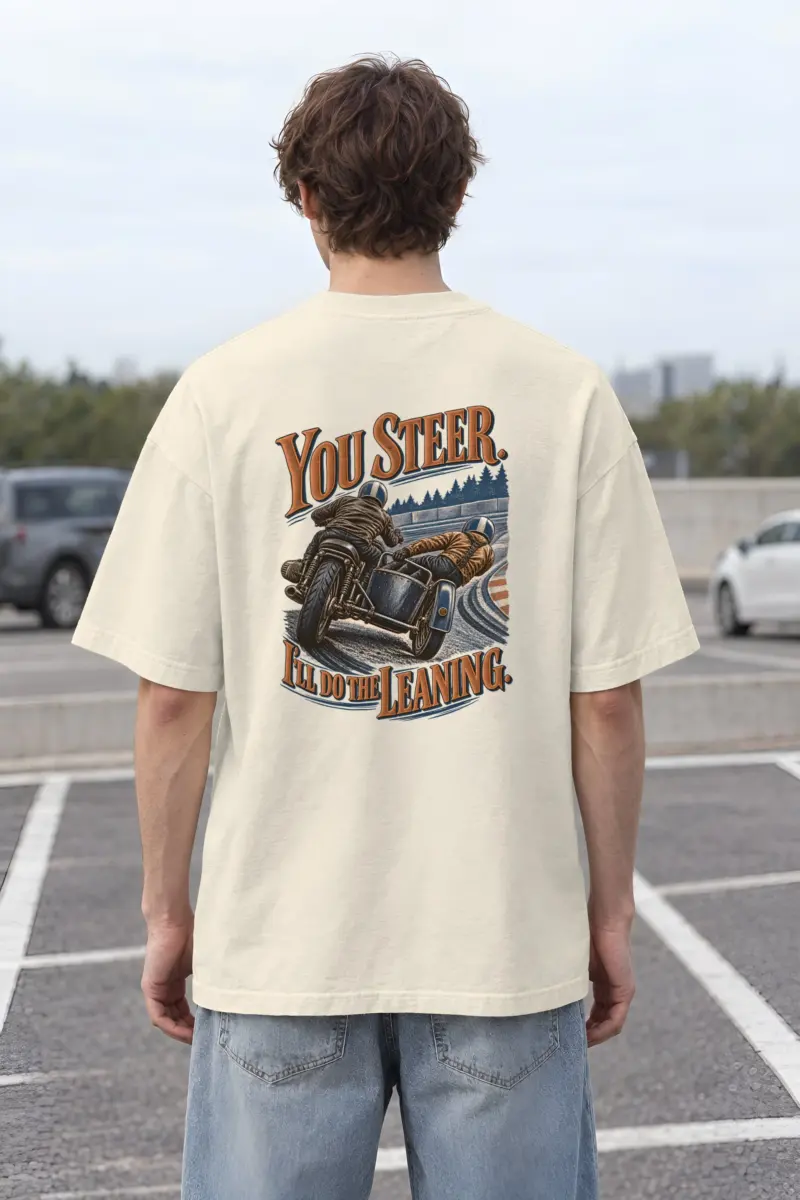 "You Steer, I'll Do the Leaning" Unisex Oversized Heavyweight Crewneck T-Shirt