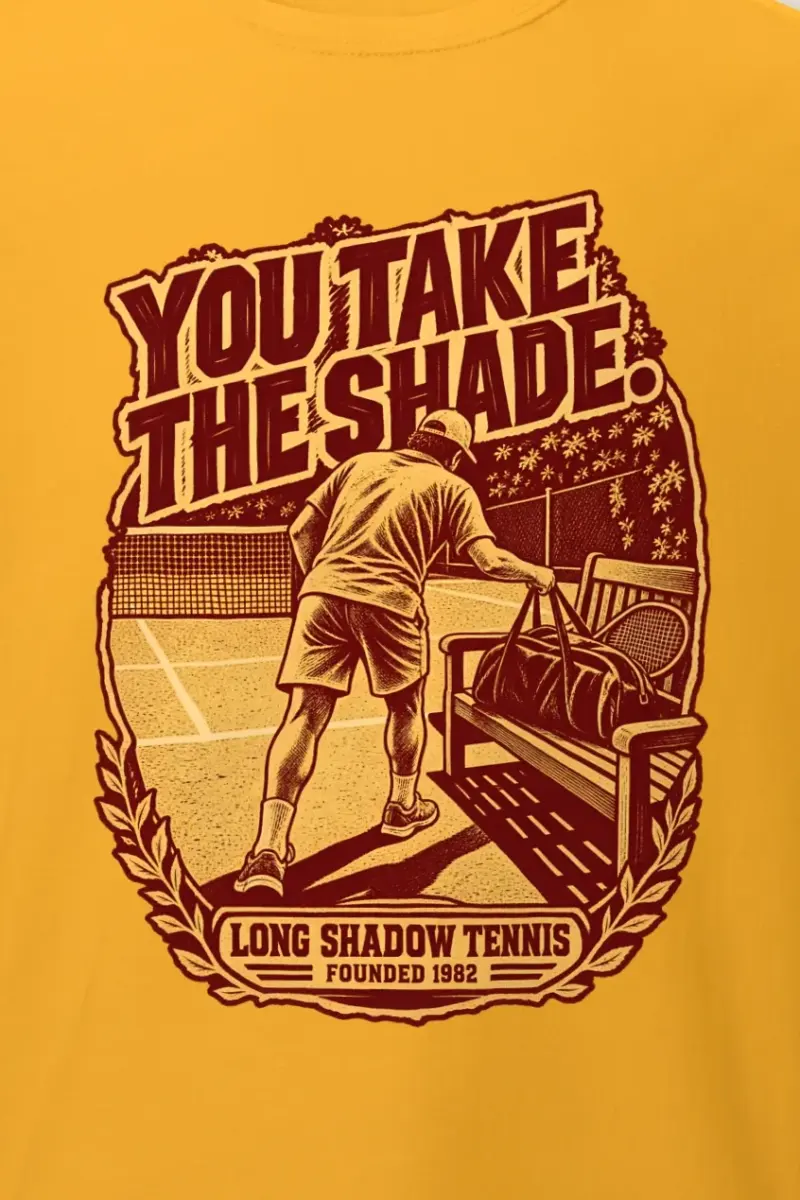 "You Take the Shade" Heavyweight Unisex Crewneck T-shirt - the graphic up close