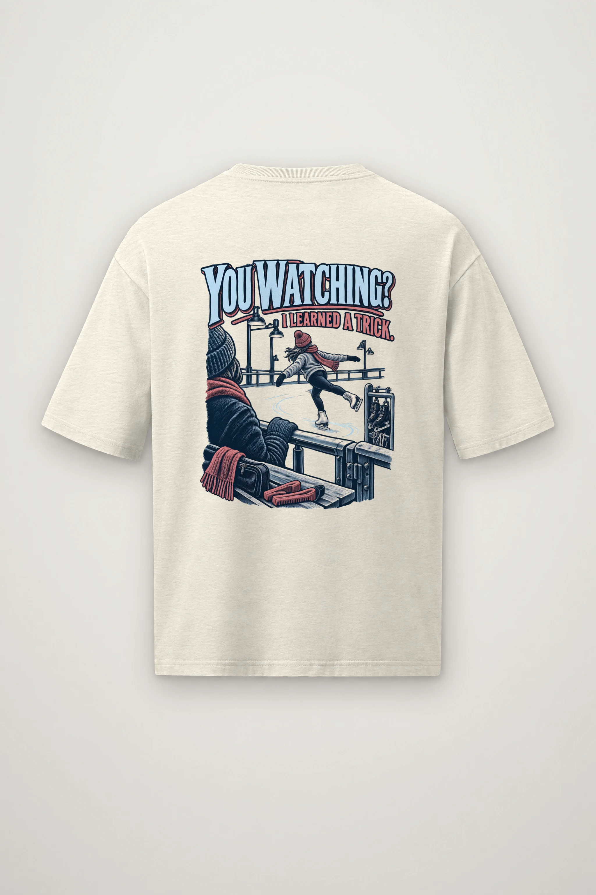"You Watching? I Learned A Trick" Men's Oversized Heavyweight Crewneck T-Shirt