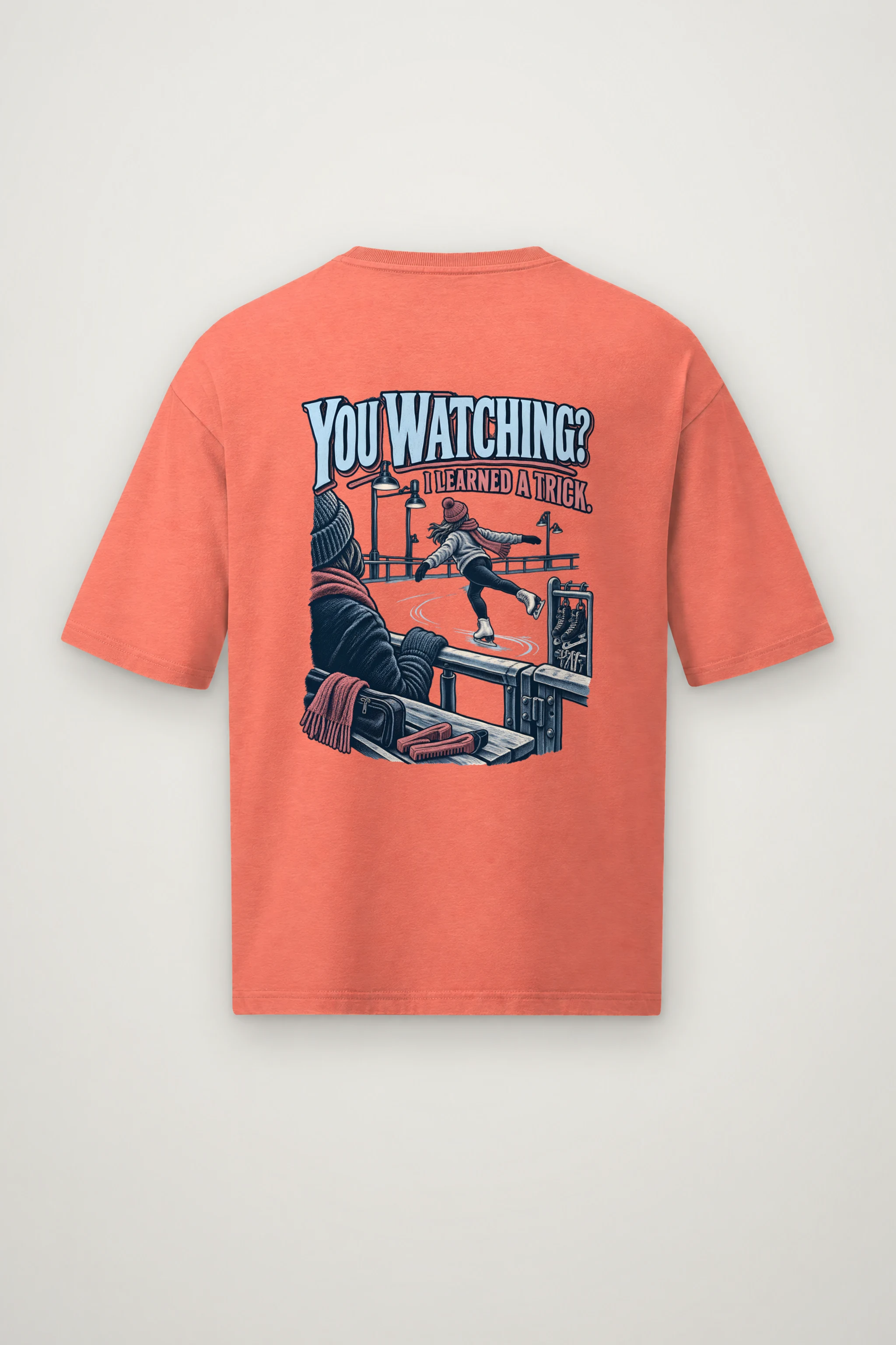 "You Watching? I Learned A Trick" Men's Oversized Heavyweight Crewneck T-Shirt