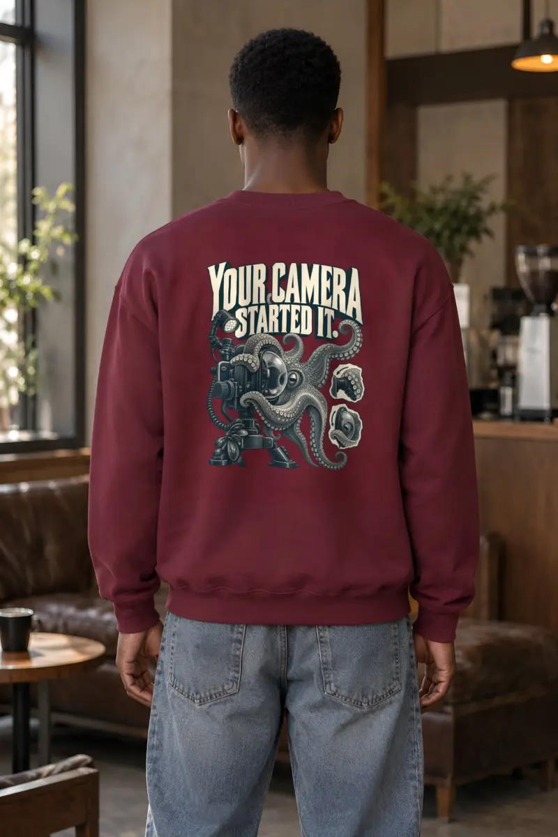 “Your Camera Started It” Heavy Blend Unisex Crewneck Sweatshirt
