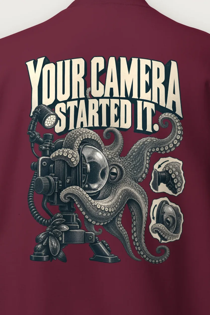 "Your Camera Started It" Heavy Blend Unisex Crewneck Sweatshirt - the graphic up close