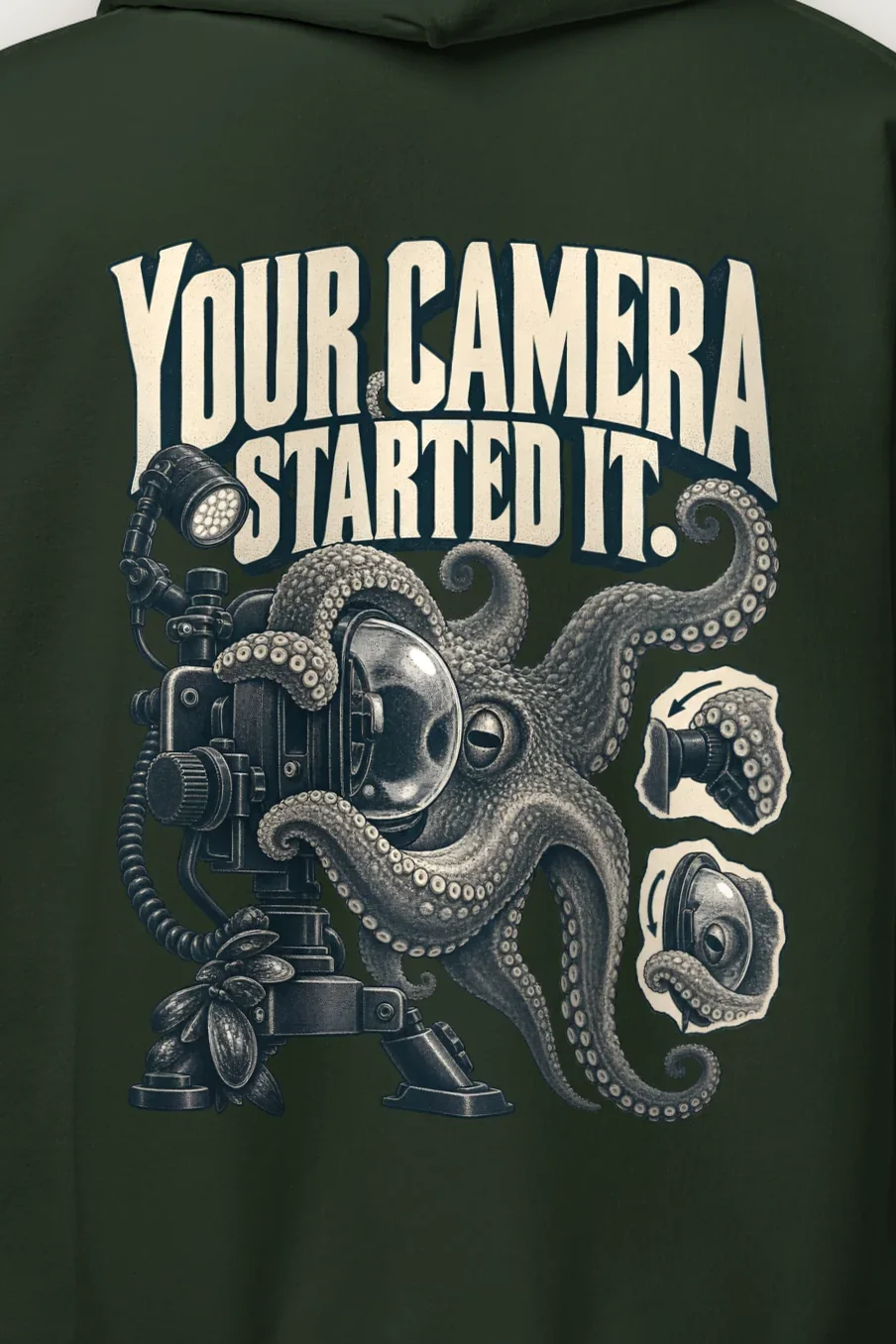 "Your Camera Started It" Heavy Blend Unisex Pullover Hoodie - the graphic up close
