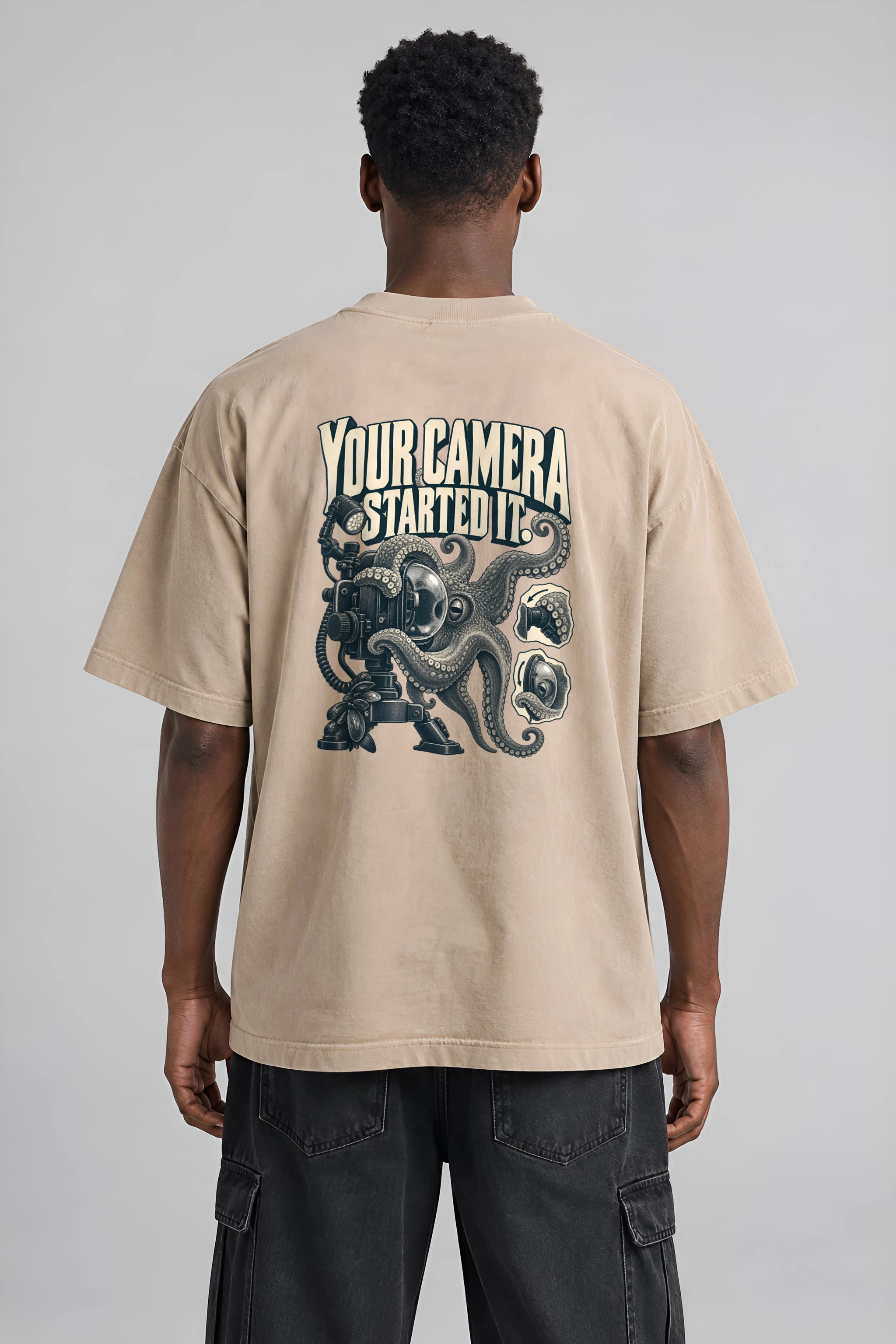 "Your Camera Started It" Men's Oversized Heavyweight Crewneck T-Shirt