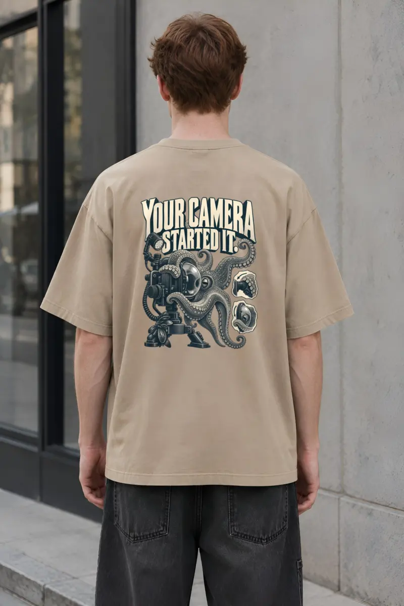 "Your Camera Started It" Unisex Oversized Heavyweight Crewneck T-Shirt