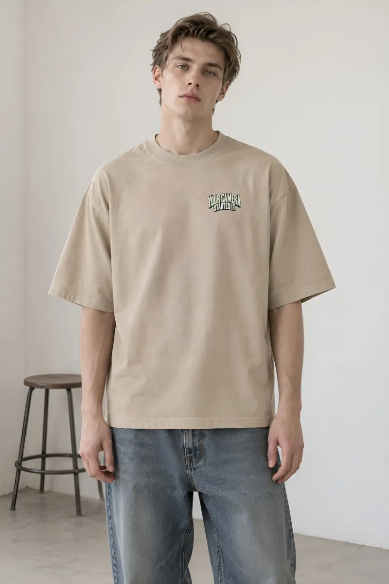 "Your Camera Started It" Unisex Oversized Heavyweight Crewneck T-Shirt