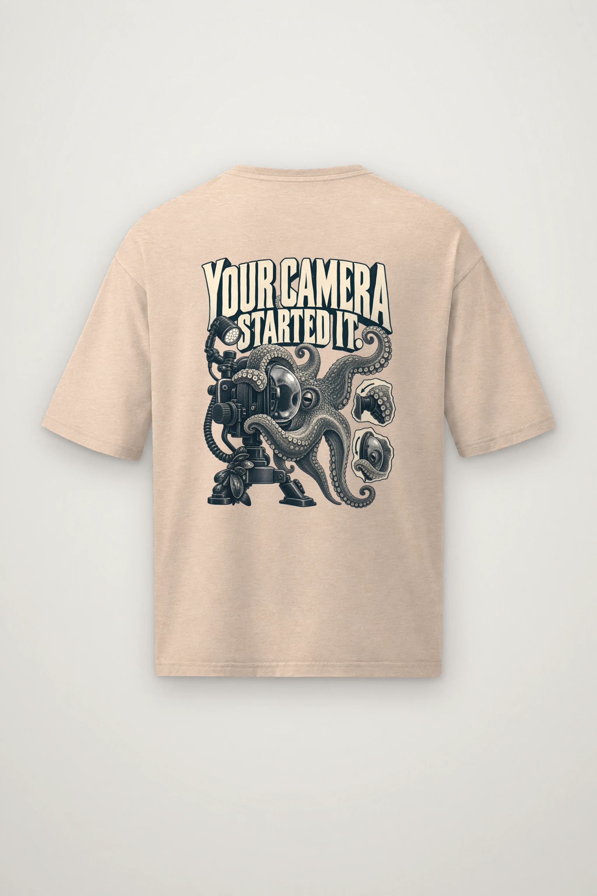 "Your Camera Started It" Men's Oversized Heavyweight Crewneck T-Shirt