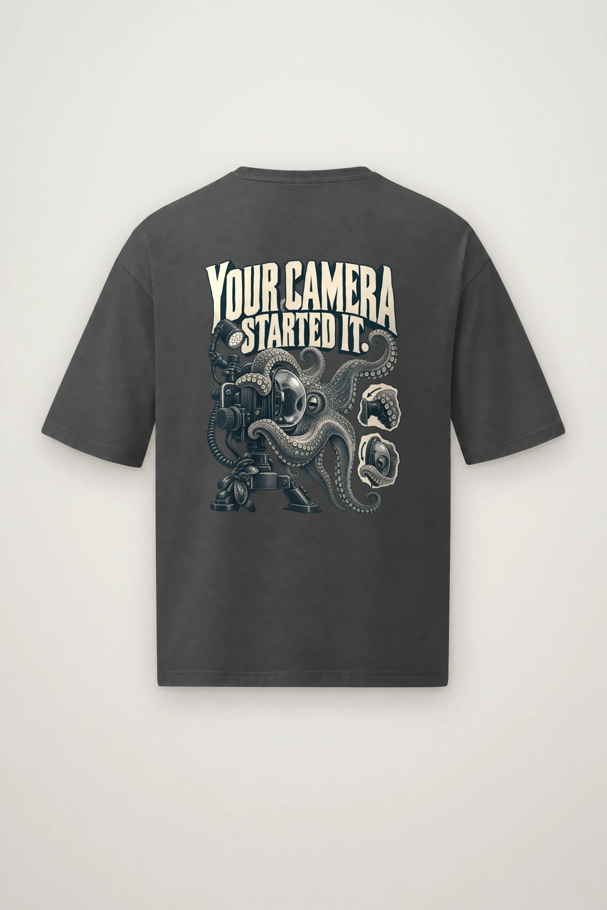 "Your Camera Started It" Men's Oversized Heavyweight Crewneck T-Shirt