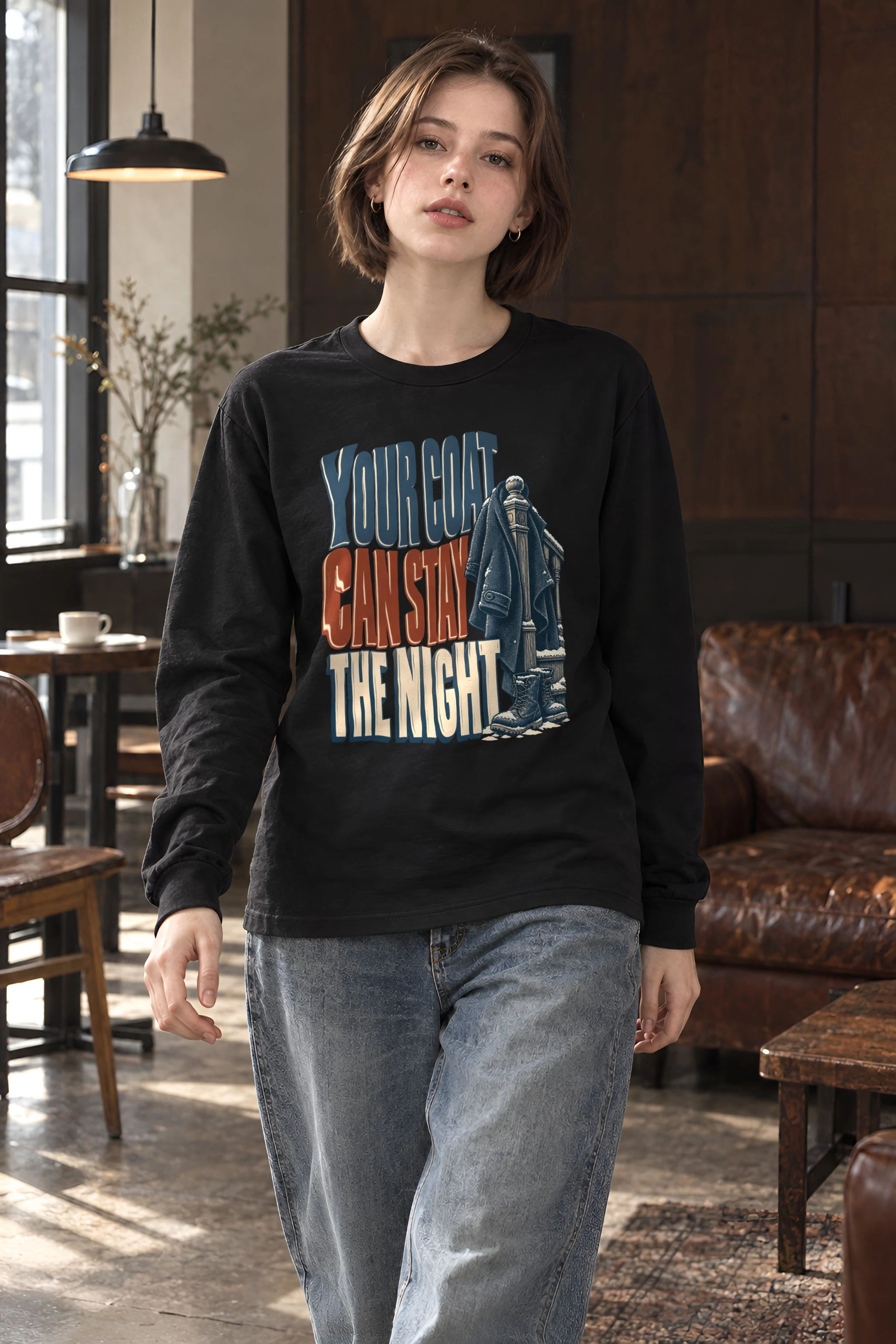 "Your Coat Can Stay the Night" Unisex Longsleeve T-shirt