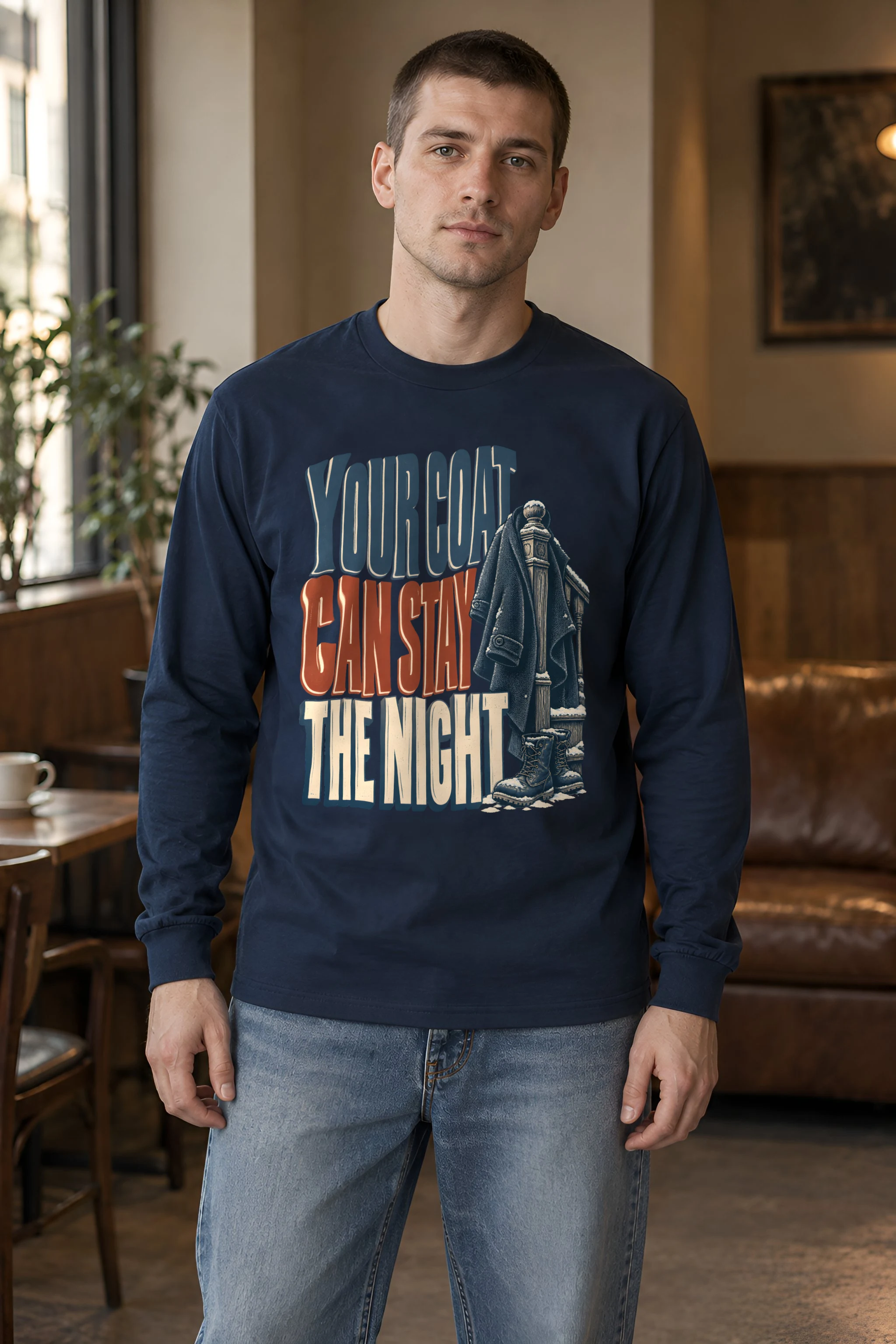 "Your Coat Can Stay the Night" Unisex Longsleeve T-shirt