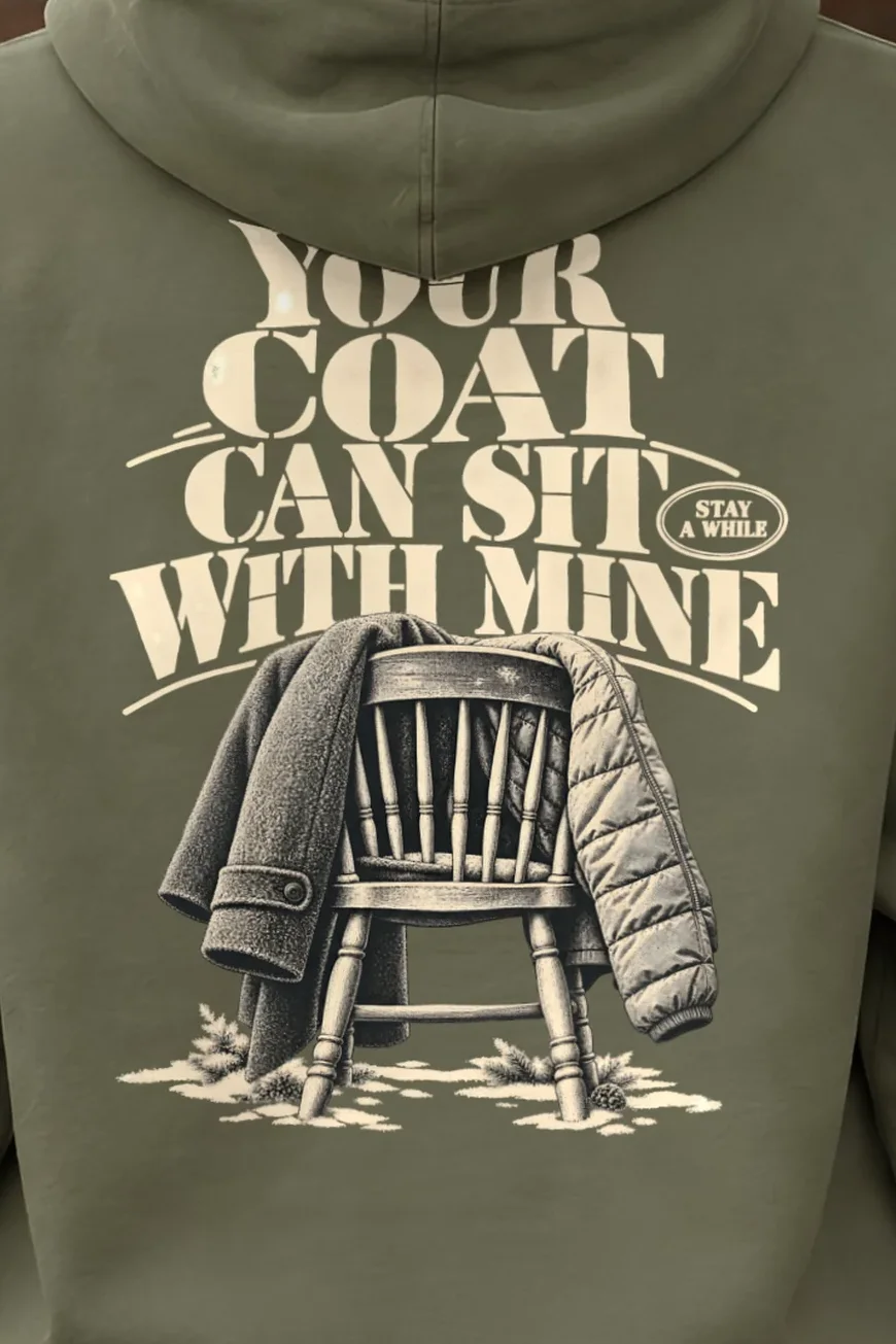 "Your Coat With Mine" 1 Pullover Hoodie - the graphic up close