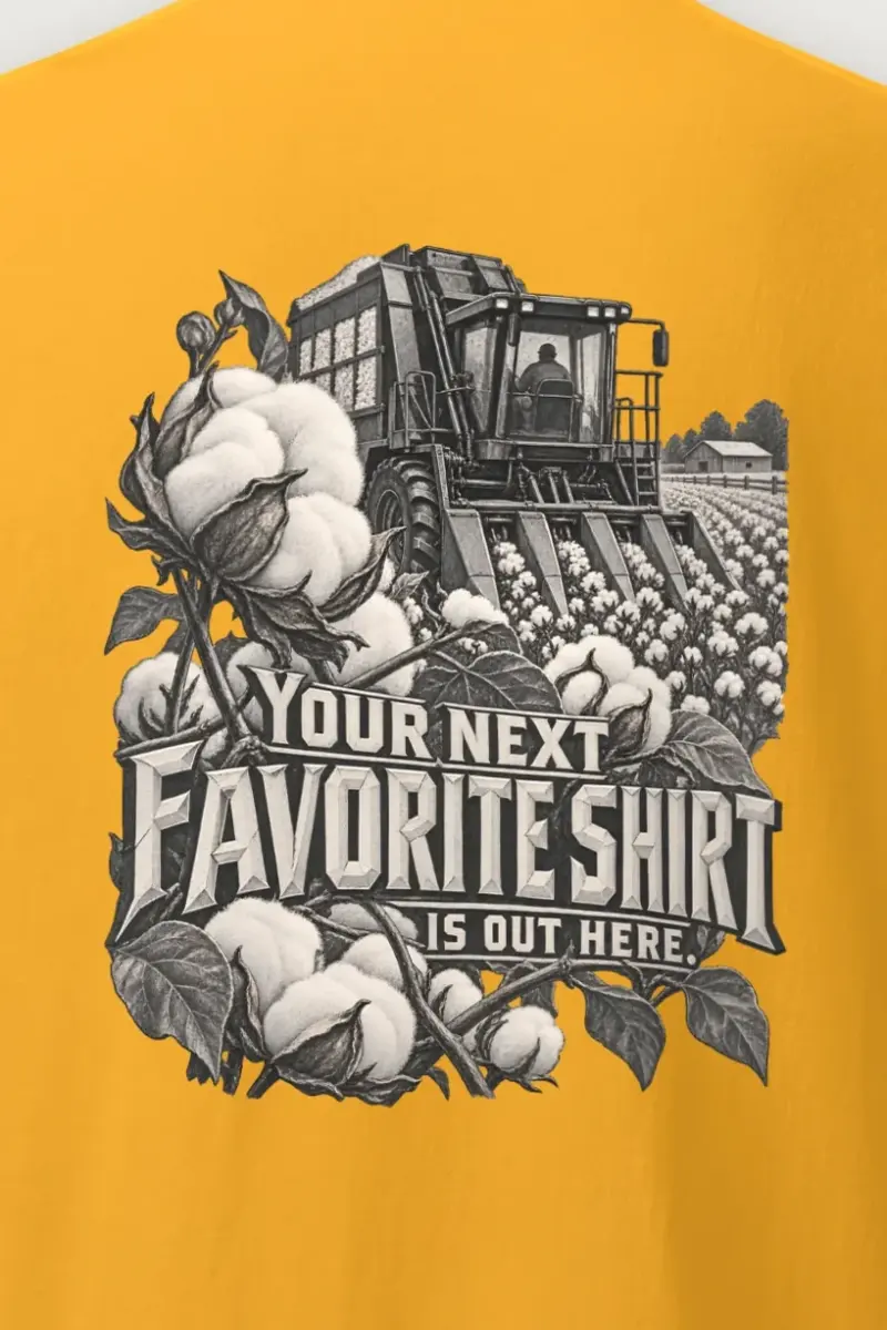 "Your Next Favorite Shirt" Heavyweight Unisex Crewneck T-shirt - the graphic up close