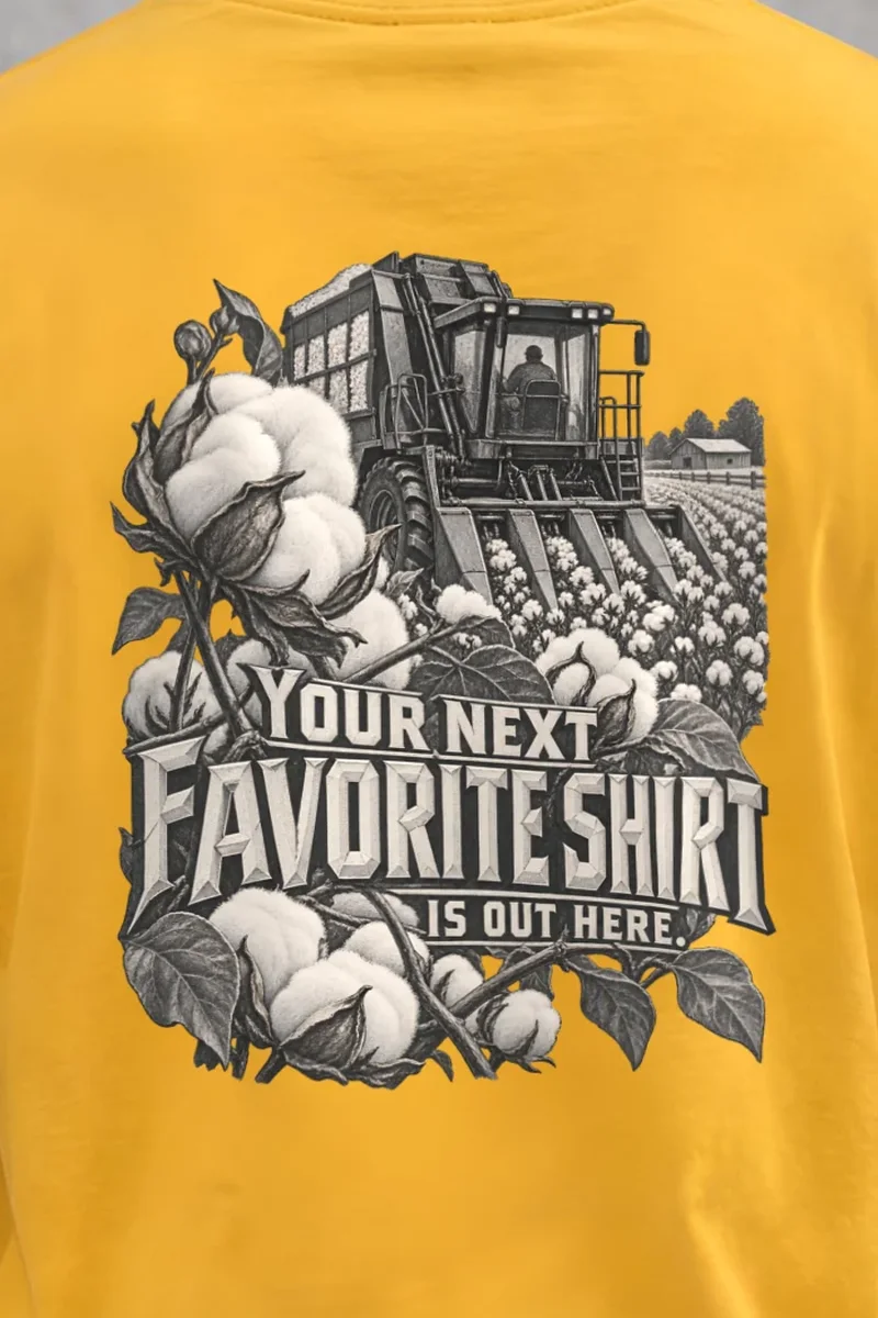 "Your Next Favorite Shirt" Heavyweight Unisex Crewneck T-shirt - the graphic up close