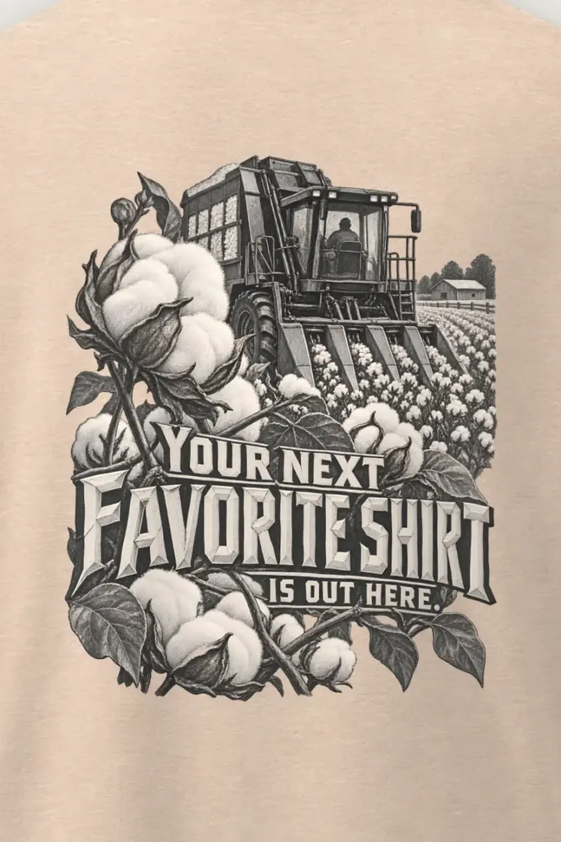 "Your Next Favorite Shirt" Men’s Oversized Heavyweight Crewneck T-Shirt - the graphic up close
