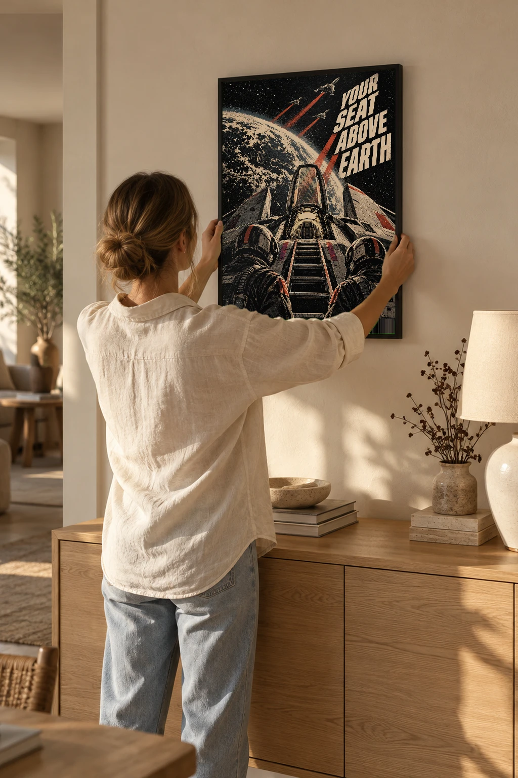 "Your Seat Above Earth" Premium Wooden Framed Poster