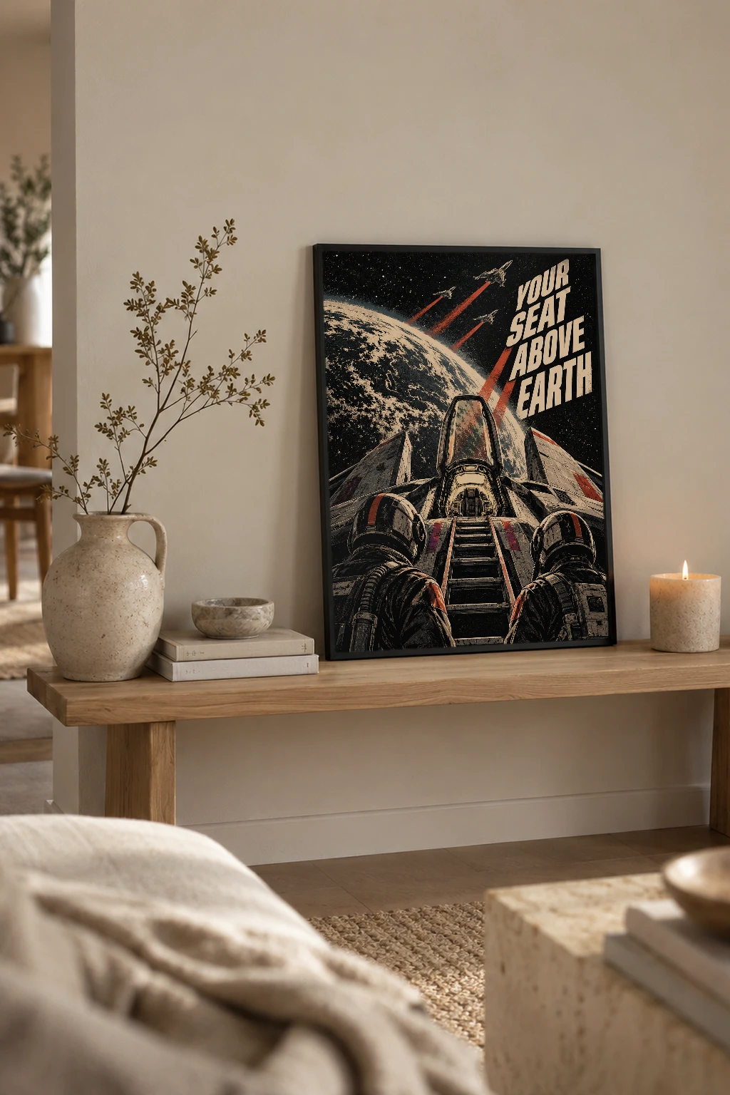 "Your Seat Above Earth" Premium Wooden Framed Poster