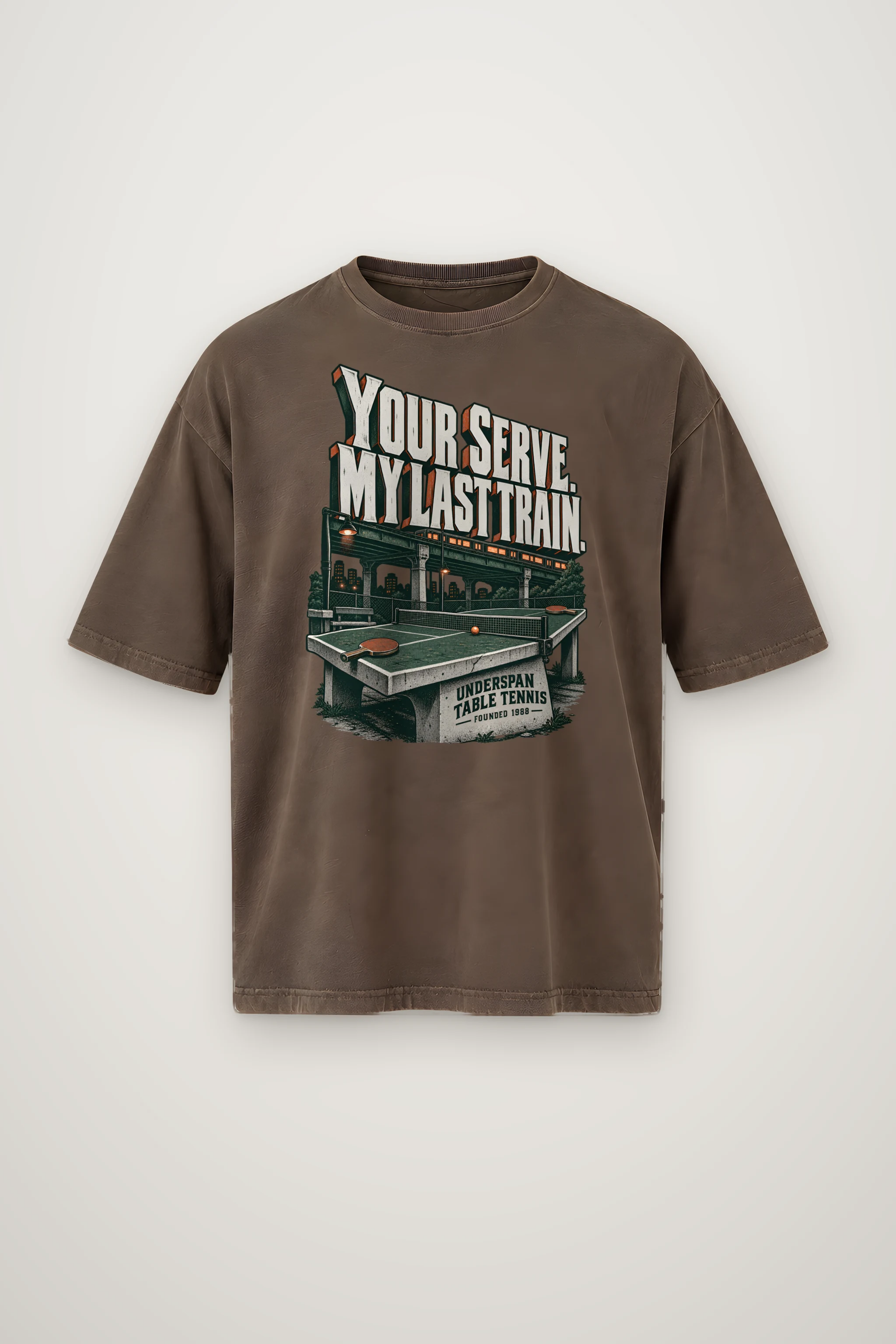"Your Serve. My Last Train." Men's Oversized Heavyweight Crewneck T-Shirt
